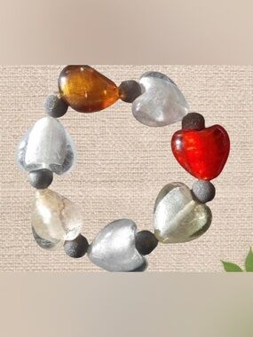 ❤️ Multicolour Heart Bead Bracelet – Cute & Handmade‑Style